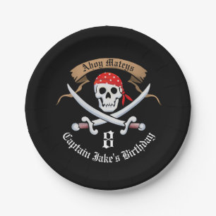 Assiettes En Carton Jolly roger Pirate fête d'anniversaire