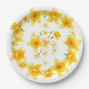 Assiettes En Carton Jonquille Narcisse Radial Doré de Printemps Ensole