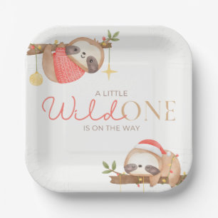 Assiettes En Carton Jote Aquarelle Wild One Sloth Baby shower