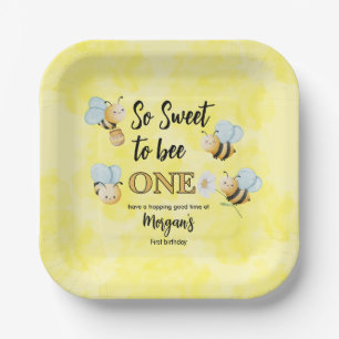 Assiettes En Carton Jote Bee One Jaune Noir Premier Anniversaire