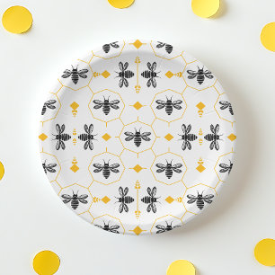 Assiettes En Carton Jote Bee Yellow Honeycomb Anniversaire de enfant P