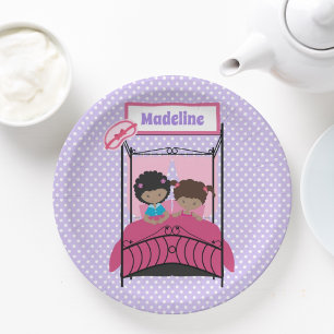 Assiettes En Carton Jote Black Girl Fête de bois d'oeuvre violet Anniv