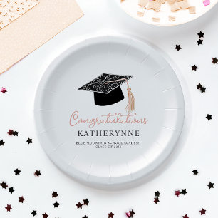 Assiettes En Carton Jote Modern Girly Graduation Party
