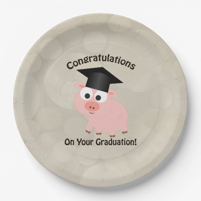 Assiettes En Carton Jote Pig Félicitations pour votre diplôme (Devant)