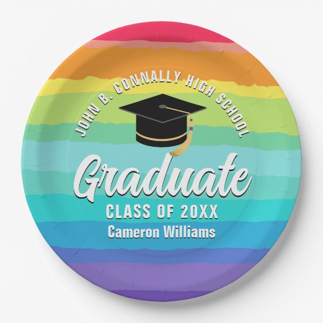 Assiettes En Carton Jote Rainbow Graduate LGBTQ Graduate Party (Devant)