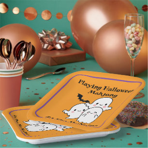 Assiettes En Carton Jouer au Mahjong Halloween Personnaliser NOM