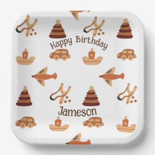 Assiettes En Carton Jouet Brown enfant amusant Voiture Avion Bateau An
