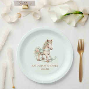 Assiettes En Carton Jouet Vintage Floral Rocking Horse Baby shower