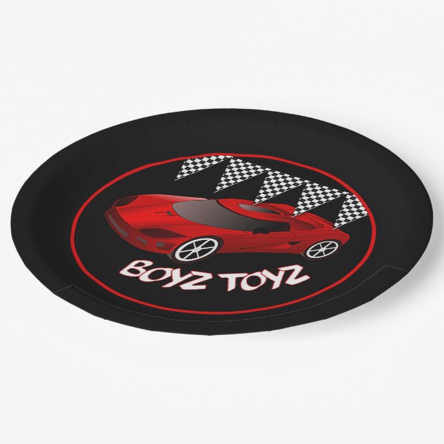 Assiettes En Carton Jouets Jouets Red Sports Plaques de papier voiture (Angle)