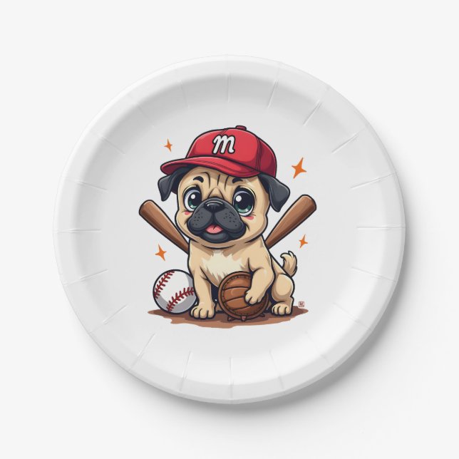 Assiettes En Carton Joueur de baseball entraîneur Carlin Amoureux des  (Devant)