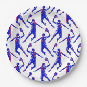 Assiettes En Carton Joueur de basket-ball Slam Dunk, Red and Blue Desi