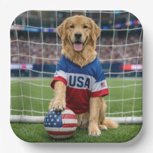 Assiettes En Carton Joueur de football américain Retriever doré