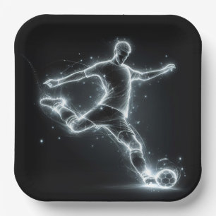 Assiettes En Carton Joueur De Football Sur Noir