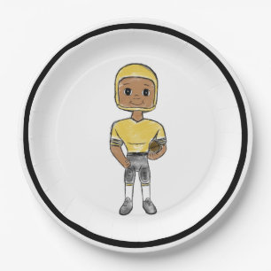Assiettes En Carton joueur de football vintage rétro noir jaune simple