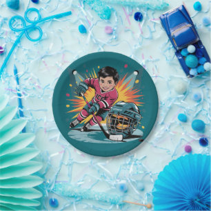 Assiettes En Carton Joueur de hockey pop art Anniversaire Bash