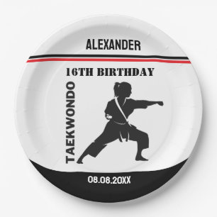 Assiettes En Carton Joueur de Taekwondo, Cadeau d'anniversaire, Karate