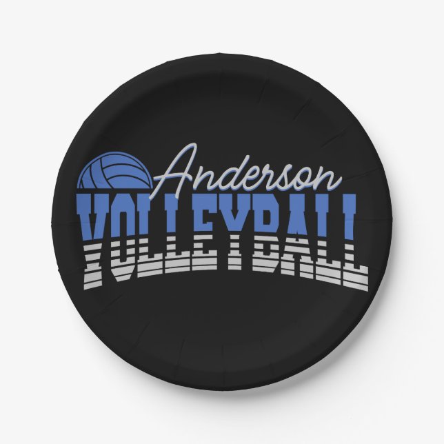 Assiettes En Carton Joueur de volley-ball personnalisé AJOUTER UN NOM  (Devant)