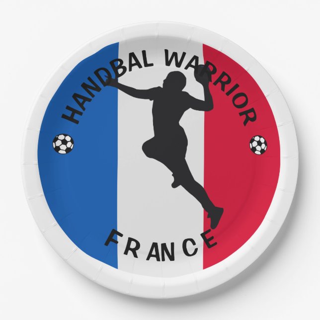 ASSIETTES EN CARTON JOUEUR FRANÇAIS DE HANDBALL (Devant)