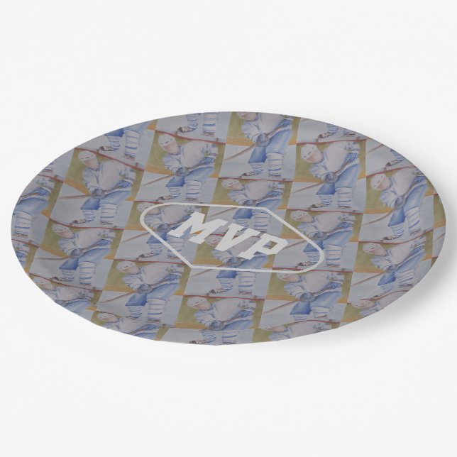 ASSIETTES EN CARTON JOUEUR HOCKEY UNISEX (Angle)