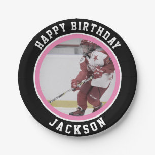 Assiettes En Carton Joueuse de hockey sur glace  Ice Hockey Birthday P