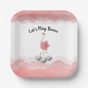 Assiettes En Carton Jouons au Flamant rose rose Bunco