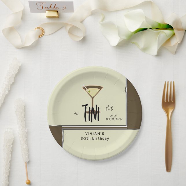 Assiettes En Carton Jour d'anniversaire moderne élégant Olive Green (Mariage)