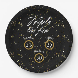 Assiettes En Carton Jour d'anniversaire triple Le plaisir