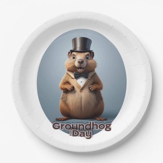 Assiettes En Carton Jour de la marmotte (Devant)