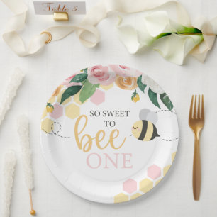Assiettes En Carton Jour de l'abeille Bourdon 1er Anniversaire floral 