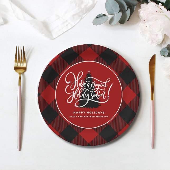 Assiettes En Carton Jour de Noël de la ferme Red Buffalo Plaid (Créateur téléchargé)