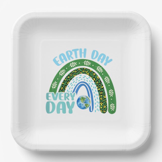 Assiettes En Carton Jour des terres Quotidien Protégez Notre Planète (Recto)