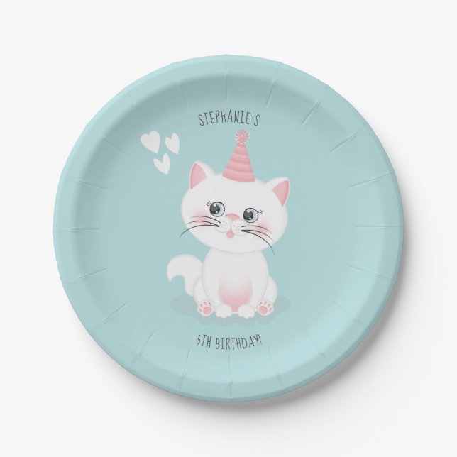 Assiettes En Carton Jour Purr-fect Chat Anniversaire (Devant)