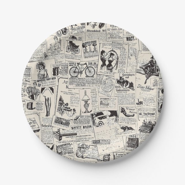 Assiettes En Carton Journal vintage (Devant)