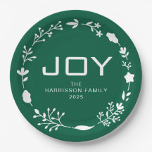 Joy Floral Christmas Wreath Family Custom Name
