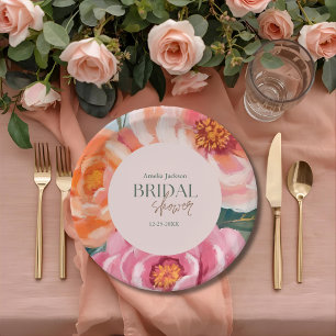 Assiettes En Carton Joyeuse et audacieuse douche nuptiale florale vibr