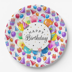 Assiettes En Carton Joyeuse Fête d'Anniversaire