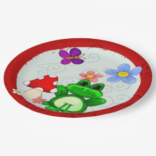 Assiettes En Carton Joyeuse Grenouille Au Printemps Anniversaire