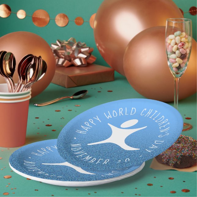 Assiettes En Carton Joyeuse Parties scintillant Bleue de la Journée Mo (Multi)