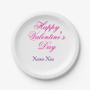 Assiettes En Carton Joyeuse Saint-Valentin rose violet xoxo amour nom