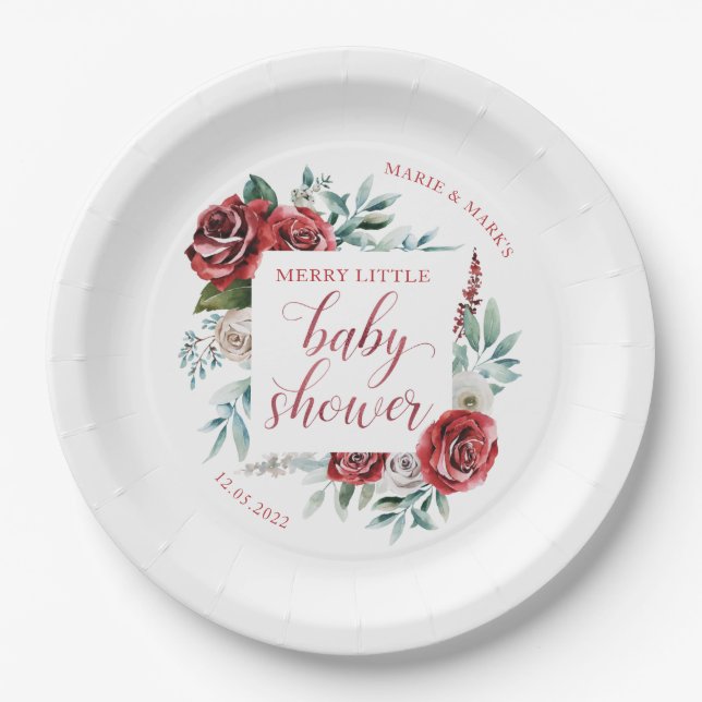 Assiettes En Carton Joyeuses petites plaques de Noël Baby shower (Devant)