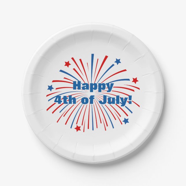 Assiettes En Carton Joyeuses plaques de papier 4 juillet fête de l'ind (Devant)