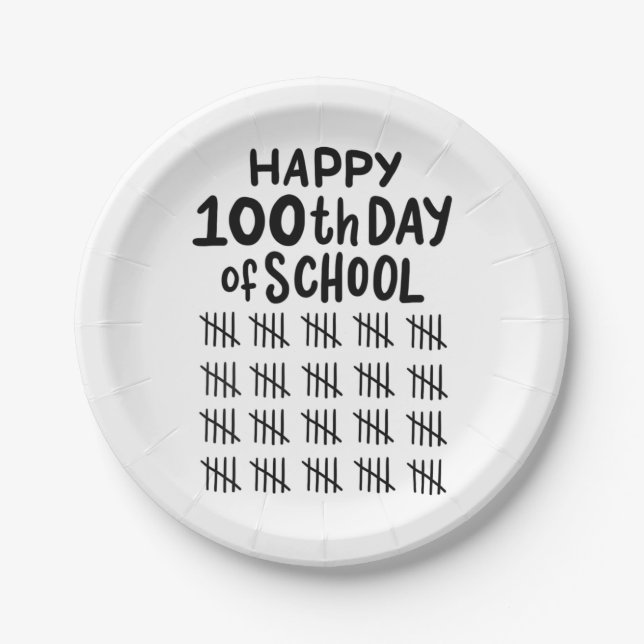 Assiettes En Carton Joyeux 100e jour d'école (Devant)
