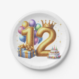Assiettes En Carton Joyeux 12e Anniversaire