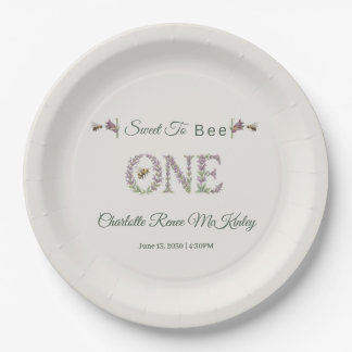 Assiettes En Carton Joyeux 1er anniversaire Sweet To Bee One aquarelle