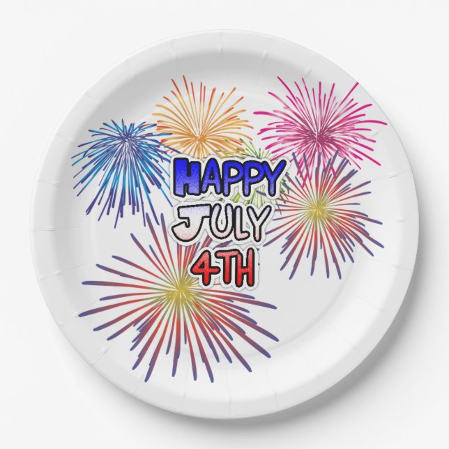 Assiettes En Carton Joyeux 4 juillet Barbecue Party (Devant)