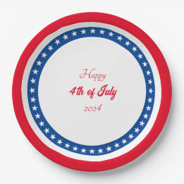 Assiettes En Carton Joyeux 4 juillet bleu blanc
