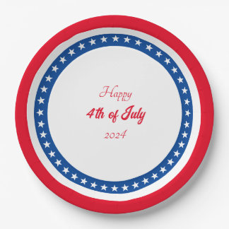 Assiettes En Carton Joyeux 4 juillet bleu blanc
