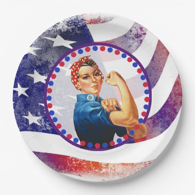 Assiettes En Carton Joyeux 4 Juillet Femme indépendante (Devant)