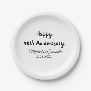 Assiettes En Carton Joyeux 50e anniversaire ajouter nom du couple date