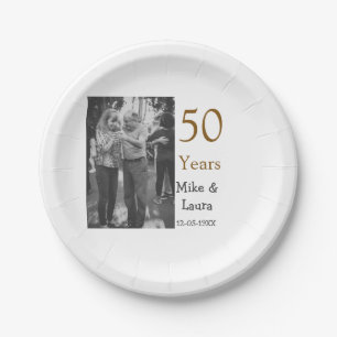 Assiettes En Carton Joyeux 50e anniversaire ajouter nom du couple date